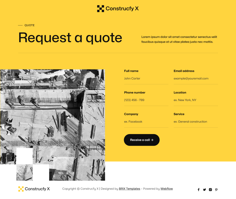Contructify X - Request A Quote Page - Construction HTML Template
